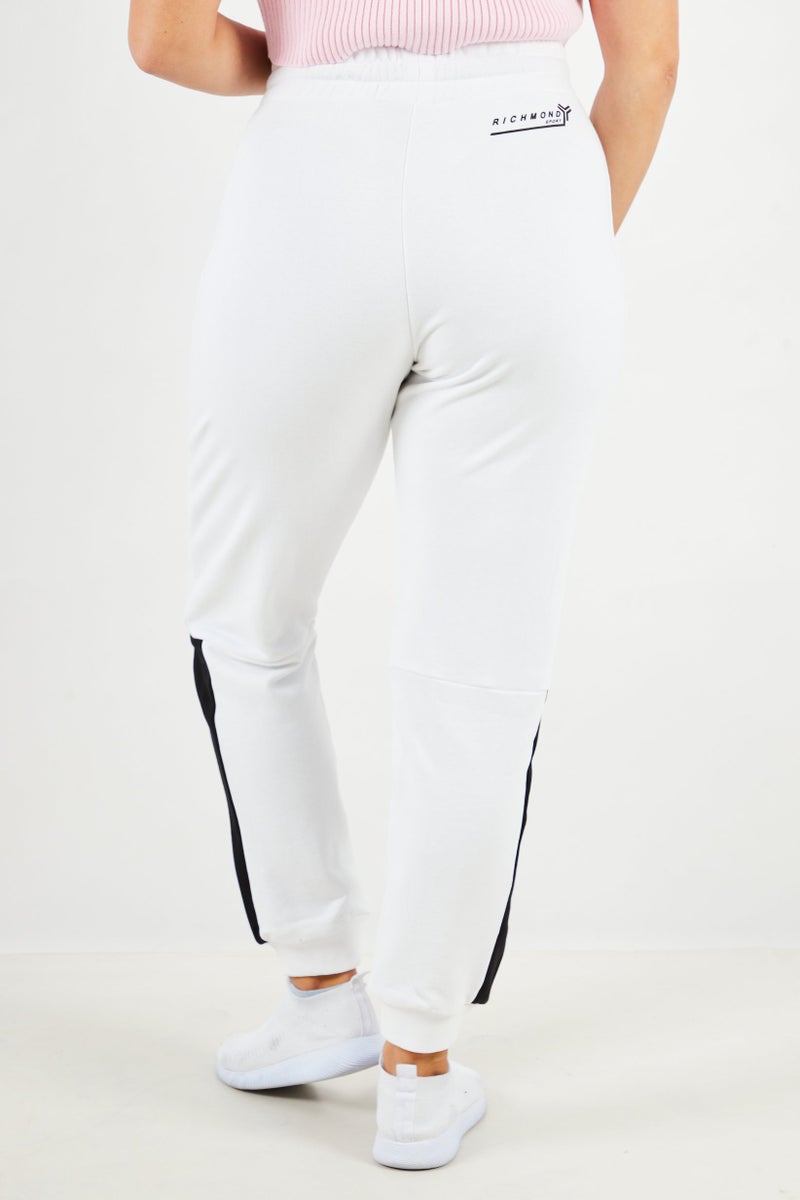 JOHN RICHMOND Women Sport Fit Fleece Training Jogger Pants, White Optical - Image 4